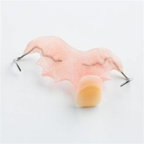 A flipper with one fake front tooth and two wire clips